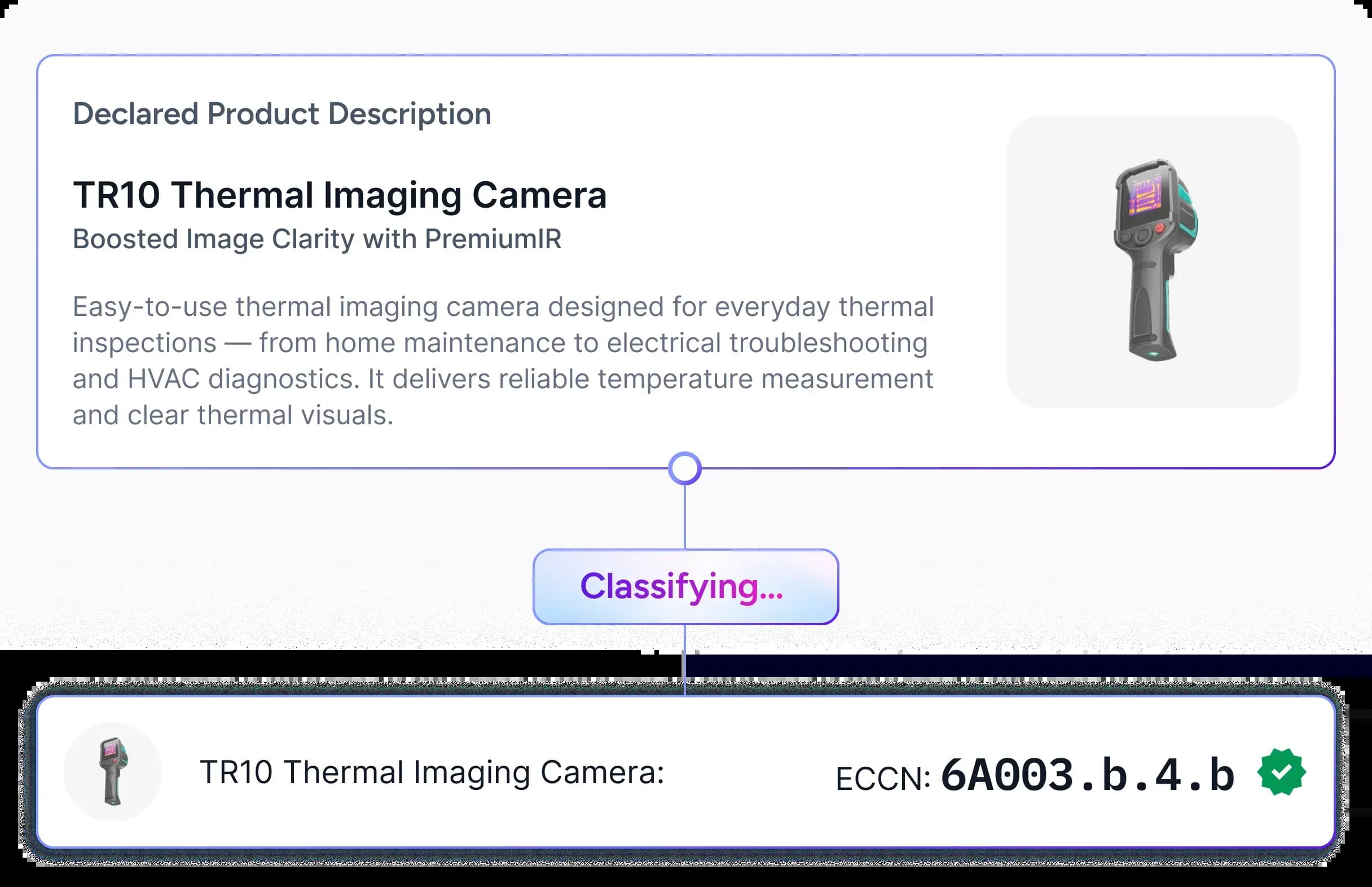 Trademo's AI-powered HS classifier software for product classification representing laptop HS codes